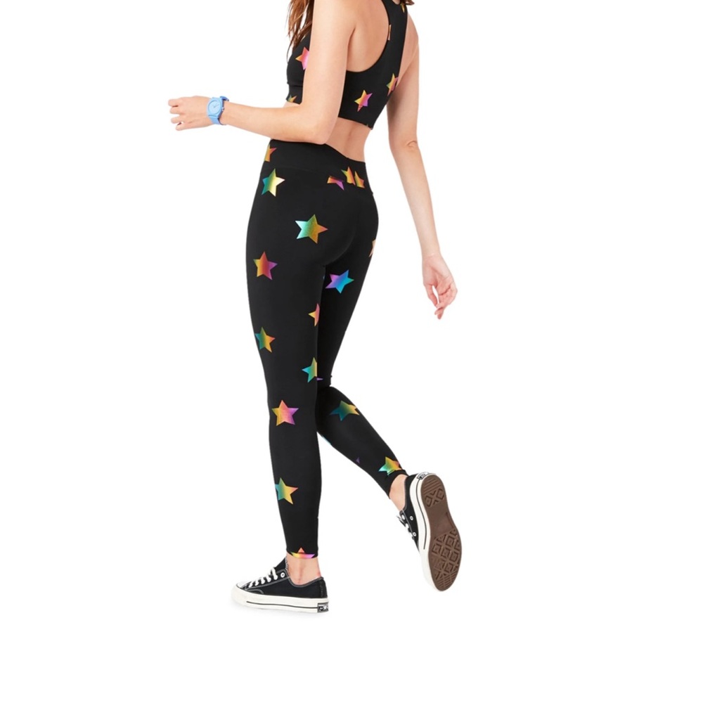 Terez Black rainbow star uplift leggings